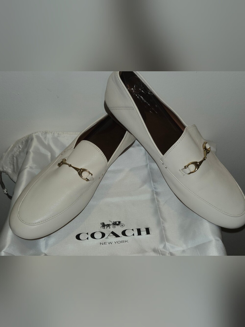 Coach Women's Haley Horsebit Leather Loafers Off-White Size 9.5B NWT